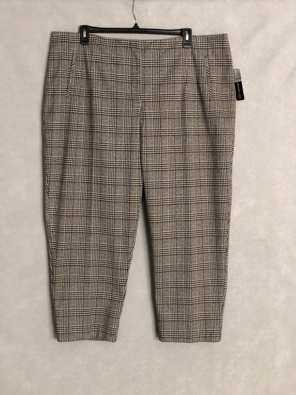 Soho Apparel Ltd. Wide Leg Pants Plaid Straight Brown Women's 24W NEW